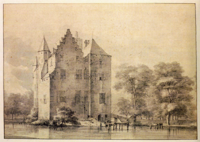 26188 Gezicht op het kasteel Den Ham bij Vleuten uit het oosten.N.B. De gemeente Vleuten is per 1 januari 1954 ...